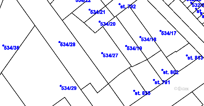 Parcela st. 534/27 v KÚ Skuteč, Katastrální mapa
