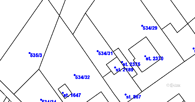 Parcela st. 534/31 v KÚ Skuteč, Katastrální mapa