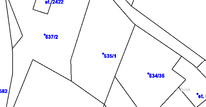 Parcela st. 535/1 v KÚ Skuteč, Katastrální mapa