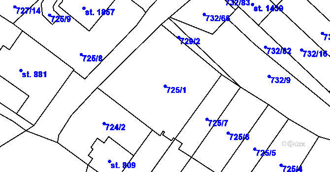 Parcela st. 725/1 v KÚ Skuteč, Katastrální mapa