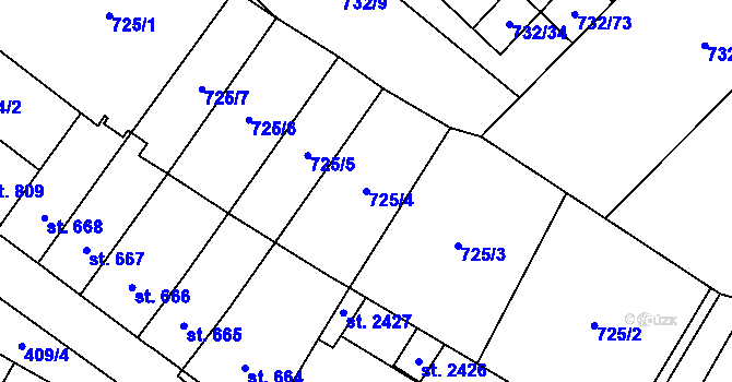 Parcela st. 725/4 v KÚ Skuteč, Katastrální mapa