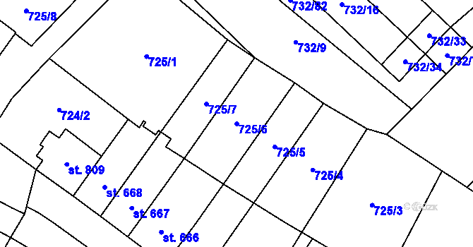 Parcela st. 725/6 v KÚ Skuteč, Katastrální mapa