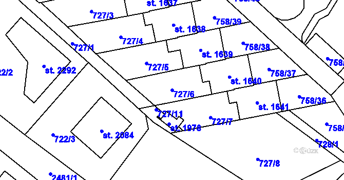 Parcela st. 727/6 v KÚ Skuteč, Katastrální mapa