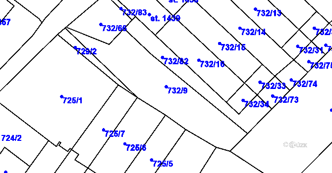 Parcela st. 732/9 v KÚ Skuteč, Katastrální mapa