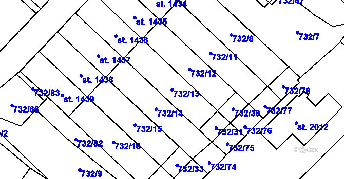 Parcela st. 732/13 v KÚ Skuteč, Katastrální mapa
