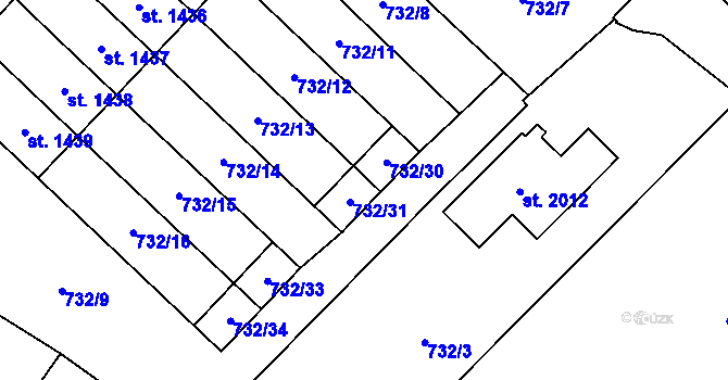 Parcela st. 732/30 v KÚ Skuteč, Katastrální mapa