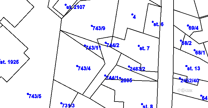 Parcela st. 744/1 v KÚ Skuteč, Katastrální mapa