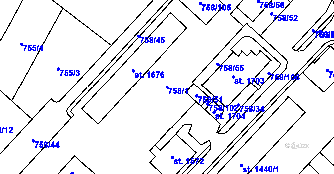 Parcela st. 758/1 v KÚ Skuteč, Katastrální mapa