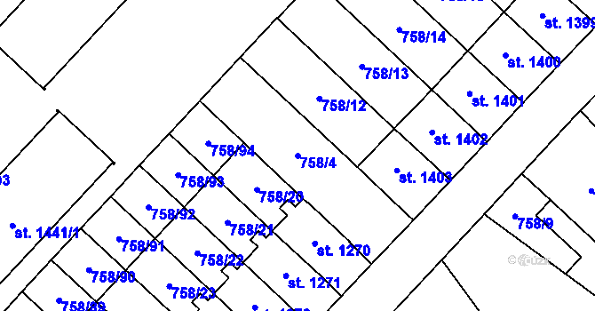 Parcela st. 758/4 v KÚ Skuteč, Katastrální mapa