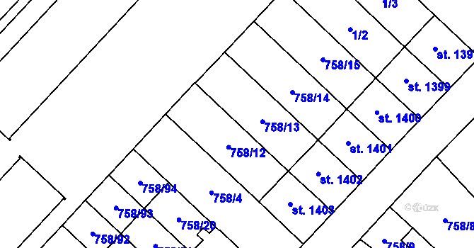 Parcela st. 758/13 v KÚ Skuteč, Katastrální mapa