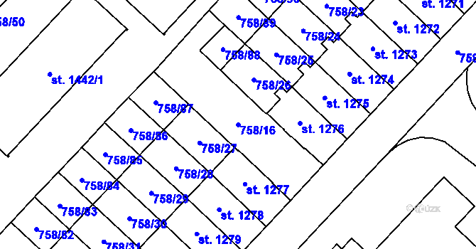 Parcela st. 758/16 v KÚ Skuteč, Katastrální mapa