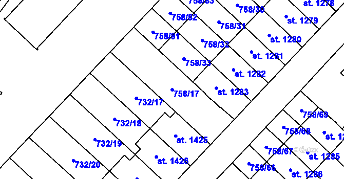 Parcela st. 758/17 v KÚ Skuteč, Katastrální mapa