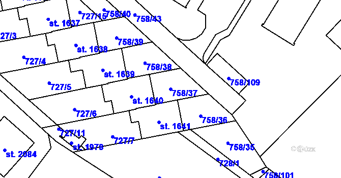 Parcela st. 758/37 v KÚ Skuteč, Katastrální mapa