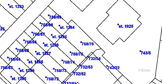 Parcela st. 758/76 v KÚ Skuteč, Katastrální mapa