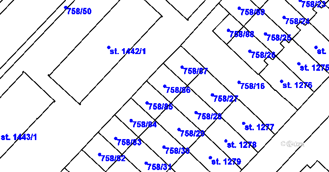 Parcela st. 758/86 v KÚ Skuteč, Katastrální mapa