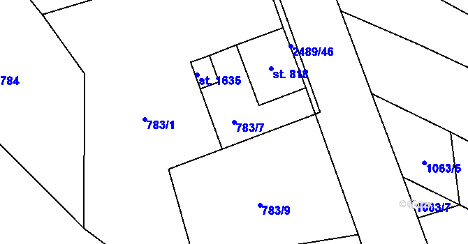 Parcela st. 783/7 v KÚ Skuteč, Katastrální mapa