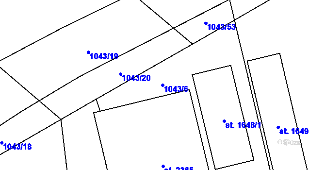 Parcela st. 1043/6 v KÚ Skuteč, Katastrální mapa