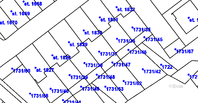Parcela st. 1731/37 v KÚ Skuteč, Katastrální mapa