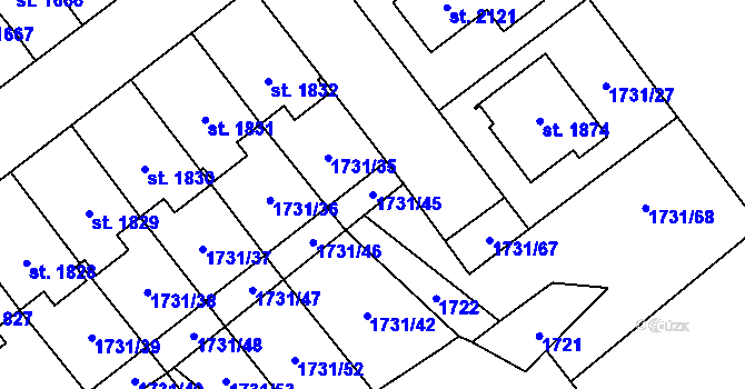 Parcela st. 1731/45 v KÚ Skuteč, Katastrální mapa
