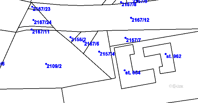Parcela st. 2157/4 v KÚ Skuteč, Katastrální mapa