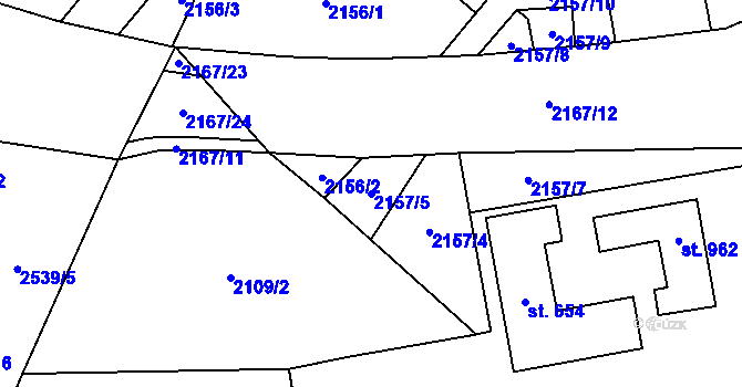 Parcela st. 2157/5 v KÚ Skuteč, Katastrální mapa