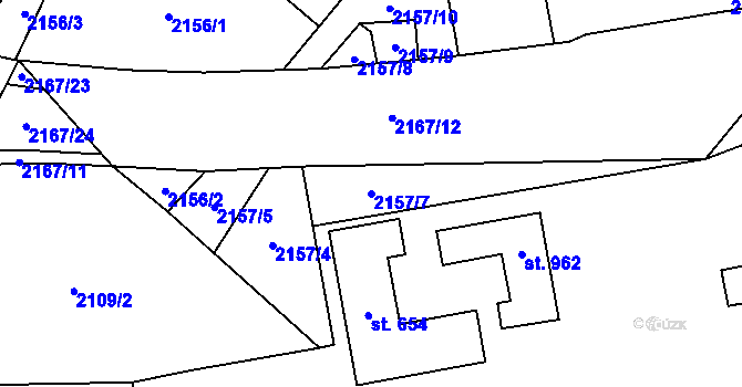 Parcela st. 2157/7 v KÚ Skuteč, Katastrální mapa