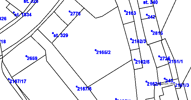Parcela st. 2165/2 v KÚ Skuteč, Katastrální mapa