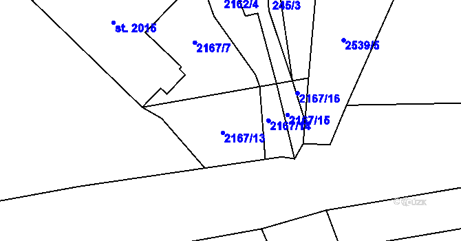 Parcela st. 2167/2 v KÚ Skuteč, Katastrální mapa