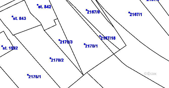 Parcela st. 2170/1 v KÚ Skuteč, Katastrální mapa