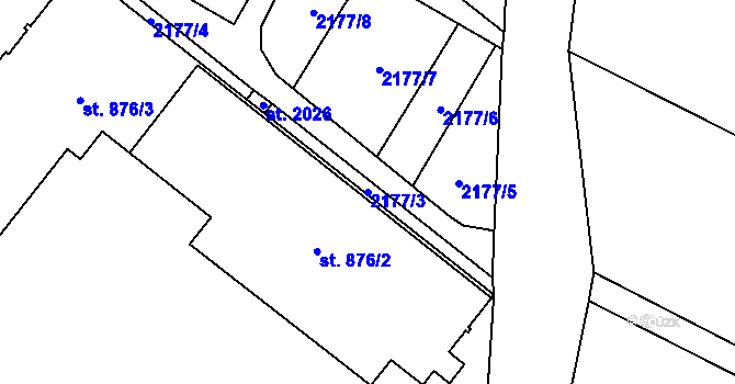 Parcela st. 2177/3 v KÚ Skuteč, Katastrální mapa