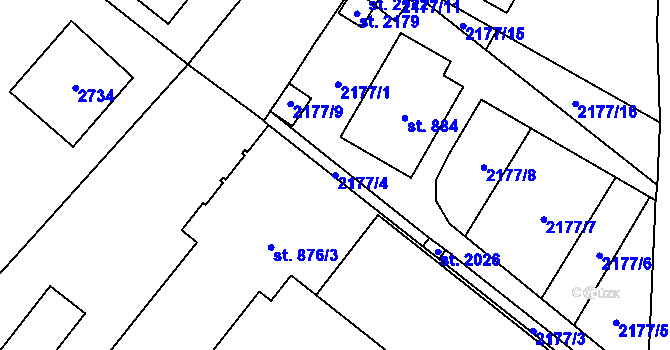 Parcela st. 2177/4 v KÚ Skuteč, Katastrální mapa