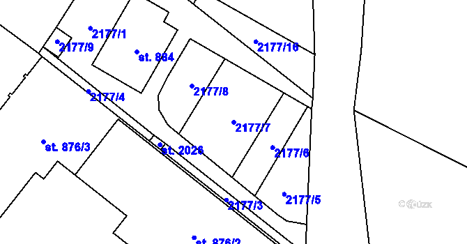 Parcela st. 2177/7 v KÚ Skuteč, Katastrální mapa