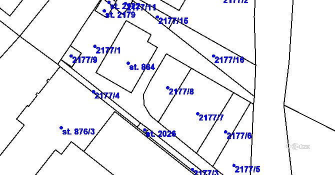 Parcela st. 2177/8 v KÚ Skuteč, Katastrální mapa