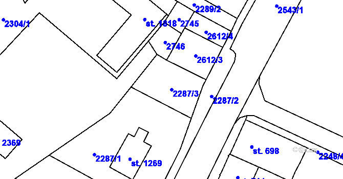 Parcela st. 2287/3 v KÚ Skuteč, Katastrální mapa