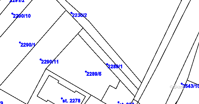 Parcela st. 2289/1 v KÚ Skuteč, Katastrální mapa