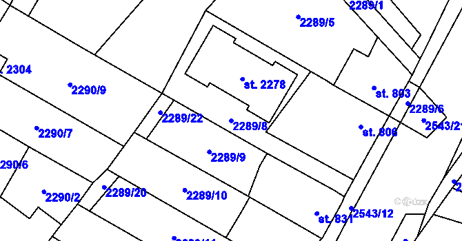 Parcela st. 2289/8 v KÚ Skuteč, Katastrální mapa