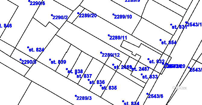 Parcela st. 2289/12 v KÚ Skuteč, Katastrální mapa