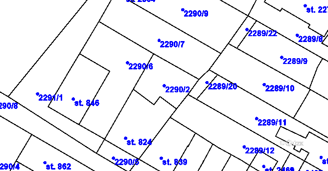 Parcela st. 2290/2 v KÚ Skuteč, Katastrální mapa