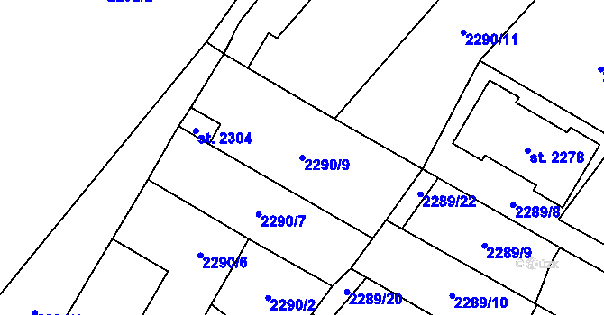 Parcela st. 2290/9 v KÚ Skuteč, Katastrální mapa
