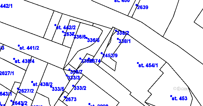 Parcela st. 2452/9 v KÚ Skuteč, Katastrální mapa
