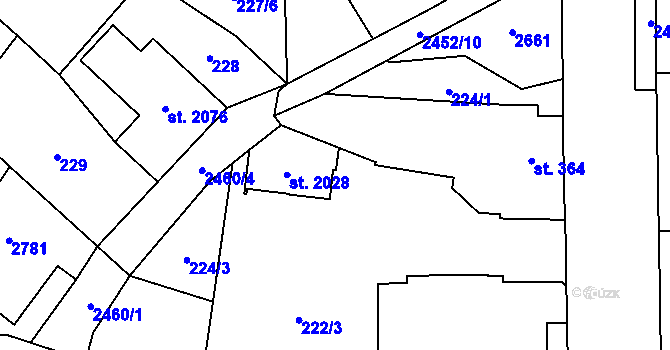 Parcela st. 2028 v KÚ Skuteč, Katastrální mapa