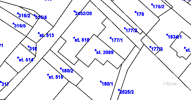 Parcela st. 2089 v KÚ Skuteč, Katastrální mapa