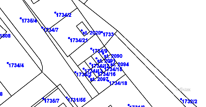 Parcela st. 2090 v KÚ Skuteč, Katastrální mapa