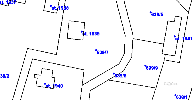 Parcela st. 639/7 v KÚ Skuteč, Katastrální mapa