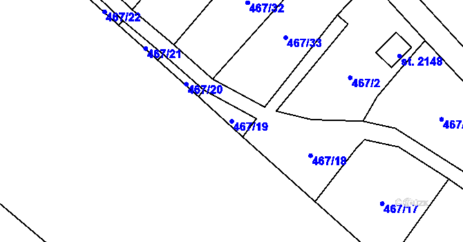 Parcela st. 467/19 v KÚ Skuteč, Katastrální mapa