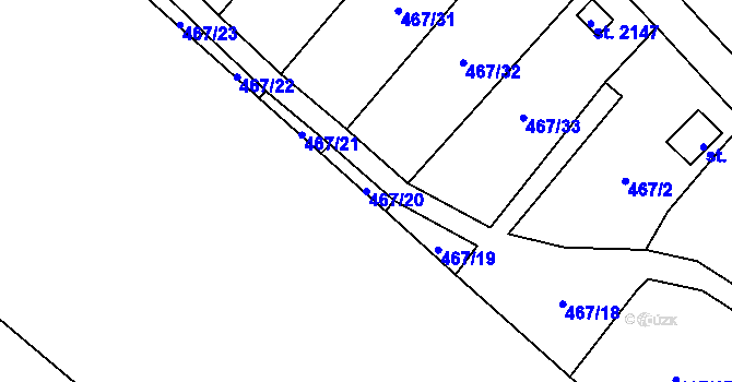 Parcela st. 467/20 v KÚ Skuteč, Katastrální mapa