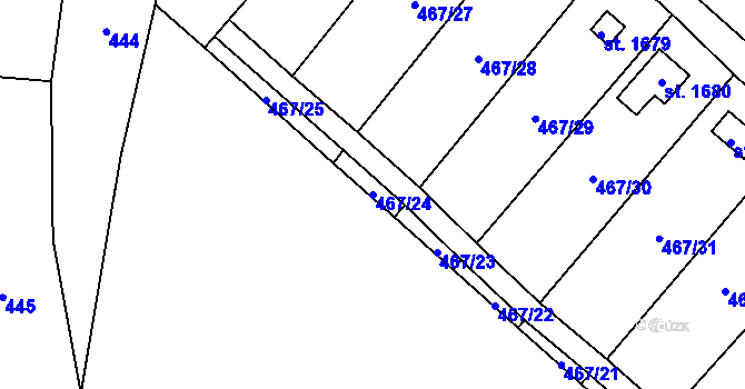 Parcela st. 467/24 v KÚ Skuteč, Katastrální mapa