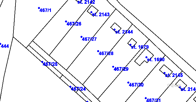 Parcela st. 467/28 v KÚ Skuteč, Katastrální mapa