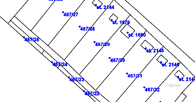 Parcela st. 467/30 v KÚ Skuteč, Katastrální mapa