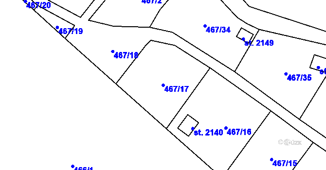 Parcela st. 467/17 v KÚ Skuteč, Katastrální mapa